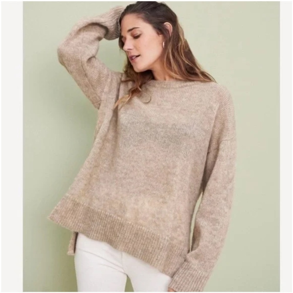 Jenni Kayne Recycled Oversized Boyfriend Sweater Wool Alpaca Oatmeal XS